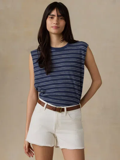 Faherty Sunwashed Slub Muscle Tank In Blue