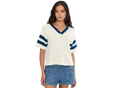 Faherty Sunwashed Slub Varsity T-shirts In White