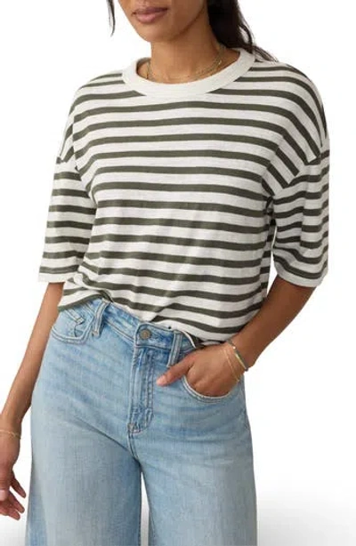 Faherty Sunwashed Slub Vintage Stripe T-shirt In Blue