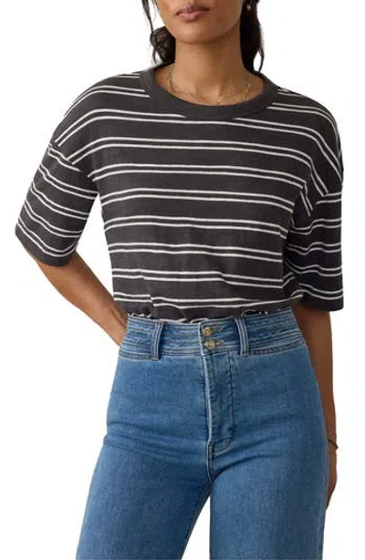 Faherty Sunwashed Slub Vintage Stripe T-shirt In Black