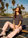 Faherty Sunwashed Slub Vintage T-shirt In Phantom Highland Stripe