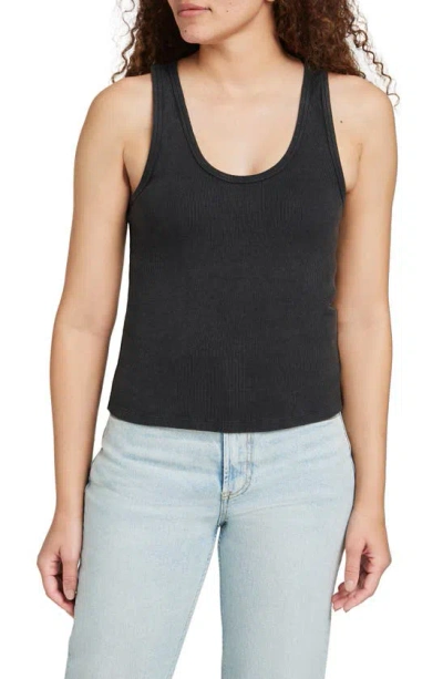 Faherty Sunwashed Stretch Organic Cotton Rib Tank In Washed Black