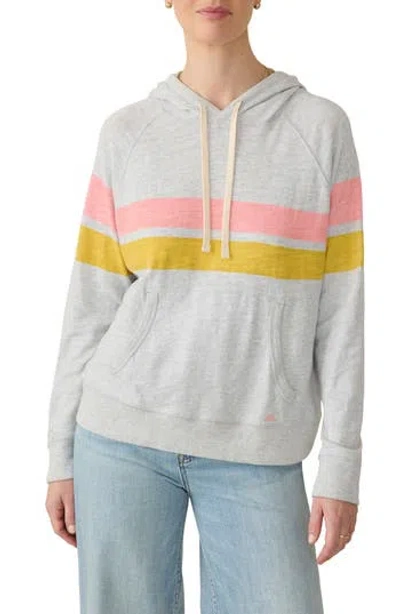 Faherty Sunwashed Stripe Slub Organic Cotton Hoodie In Gray