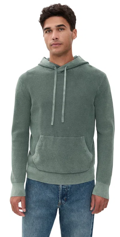 Faherty Sunwashed Sweater Hoodie Mountain Olive In Gray