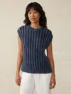 Faherty Sunwashed Organic Cotton Sweater Vest In Blue
