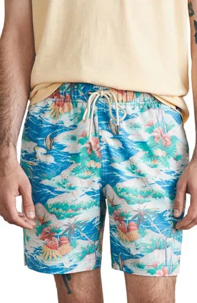 Faherty Sunwashed Swim Trunks In Blue