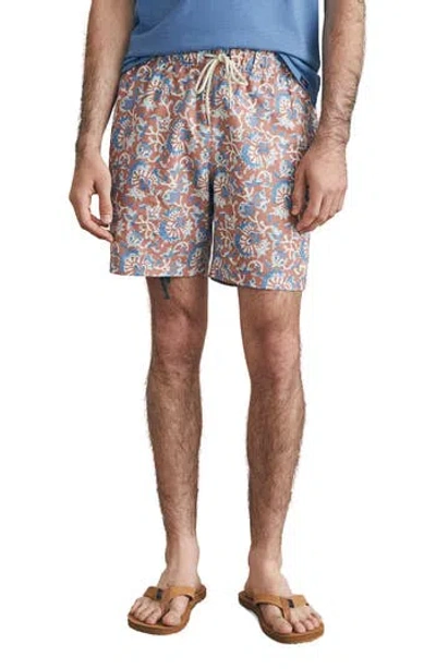 Faherty Sunwashed Swim Trunks In Clay Oceanside Floral