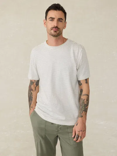 Faherty Sunwashed T-shirt In Cream Flint Stripe
