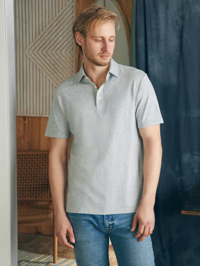 Faherty Sunwashed T-shirt Polo In Heather Grey