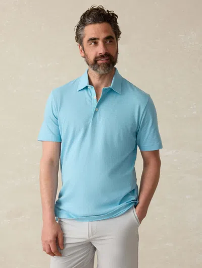Faherty Sunwashed T-shirt Polo In Teal Sea