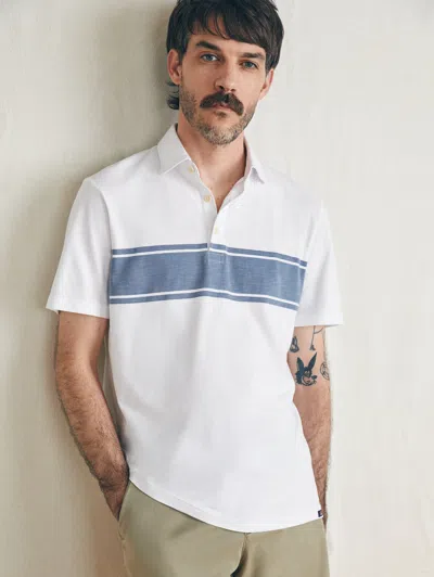 Faherty Sunwashed T-shirt Polo In White Surf Stripe