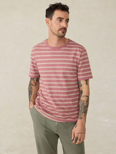 Faherty Sunwashed T-shirt In Red Reef Stripe