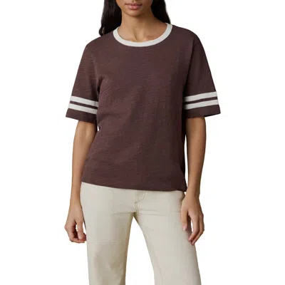 Faherty Sunwashed Varsity Organic Cotton Slub T-shirt In Brown