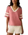 Faherty Sunwashed Varsity Tee In Pink
