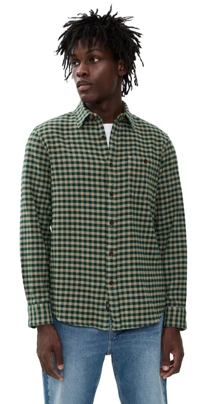 Faherty Super Brushed Flannel Pinewood Gingham In Green