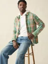 Faherty The Surf Organic Cotton Flannel Button-up Shirt In Green