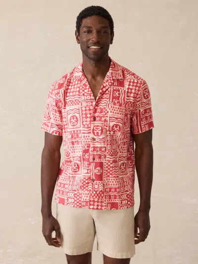Faherty Surf Ghana Short Sleeve Breeze Camp Shirt In Brown