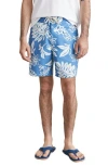 Faherty Surf Rider Sunwashed Board Shorts In Sky Floral
