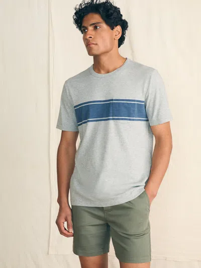 Faherty Surf Stripe Sunwashed Pocket T-shirt In Heather Grey