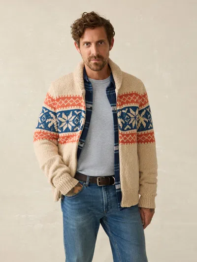 Faherty Surf To Snow Zip Cardigan In Pacific Wheat