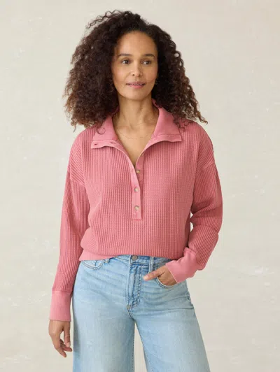 Faherty Surf Waffle Henley T-shirt In Baroque Rose