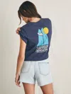 Faherty Surfrider Sunwashed Cropped T-shirt In Dune Navy