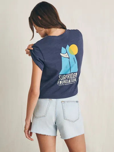 Faherty Surfrider Sunwashed Cropped T-shirt In Dune Navy