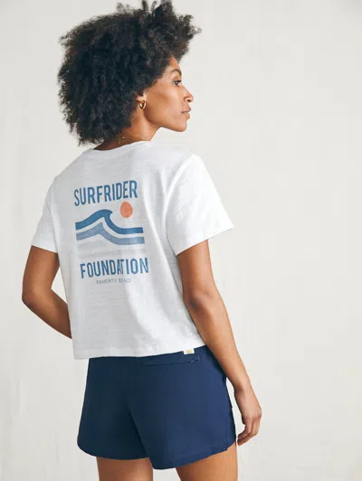 Faherty Surfrider Sunwashed Cropped T-shirt In White