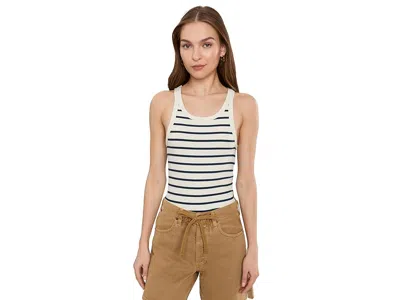 Faherty Surfside Ribbed Tank Salt Air Stripe In White