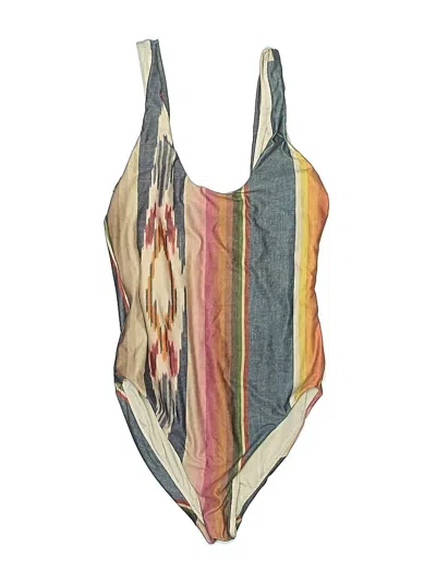 Pre-owned Faherty Swimsuit Top Gray Chevron/herringbone Pattern Swimwear