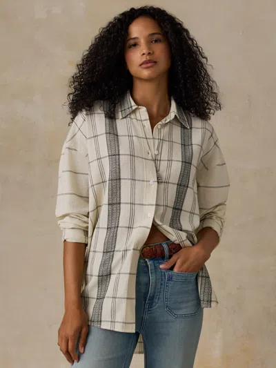 Faherty Textured Cotton Relaxed Shirt In Salt Stone