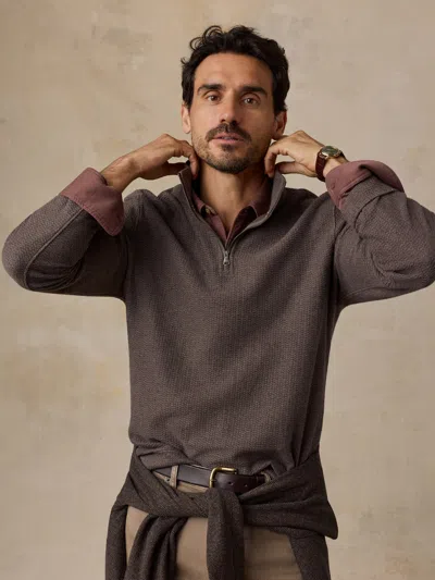 Faherty Textured Knit Quarter Zip In Brown