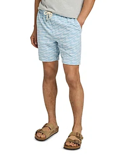 Faherty Textured Terry 7 Sweat Shorts In Blue