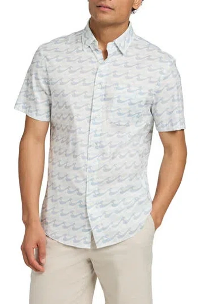 FAHERTY FAHERTY THE MOVEMENT GEOMETRIC PRINT SHORT SLEEVE BUTTON-UP SHIRT