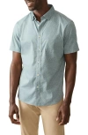 Faherty The Movement Geometric Print Short Sleeve Button-up Shirt In Sea Storm Ditsy
