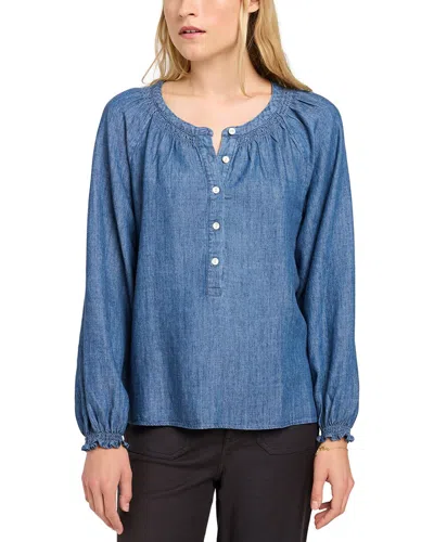 Faherty The Tried And True Linen-blend Odette Top In Blue