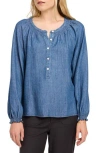 Faherty The Tried And True Odette Denim Top In Dark Rain Wash