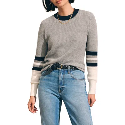 FAHERTY FAHERTY THROWBACK STRIPE SLEEVE ORGANIC COTTON & CASHMERE CREWNECK TOP