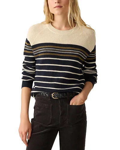 Faherty Throwback Waffle Sweater In Oakland Stripe