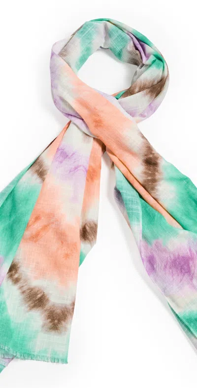 Faherty Tie Dye Printed Oblong Scarf Egret Multi