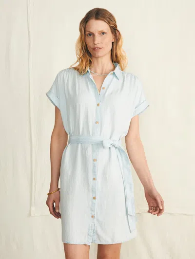 Faherty Tried & True Breeze Shirtdress In Icy Blue