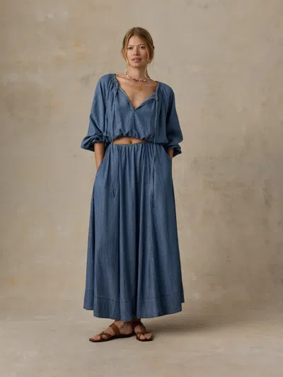 Faherty Tried & True Chambray Nera Skirt In Blue