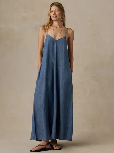 Faherty Tried & True Chambray Slip Dress In Blue