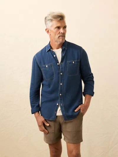 Faherty Tried & True Chambray Workshirt In Blue