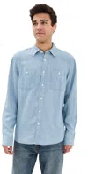 Faherty The Tried And True Chambray Shirt In Vintage Indigo