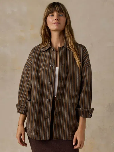 Faherty Twill Tide Chore Jacket In Maple Cove Stripe