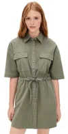 Faherty Utility Twill Mini Shirtdress Coastal Sage In Green