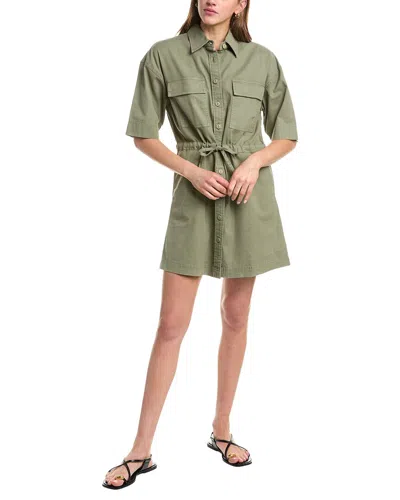 Faherty Utility Twill Mini Shirtdress In Green