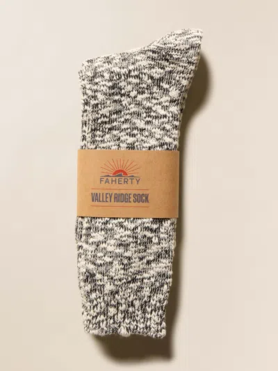 Faherty Valley Ridge Slub Sock In Black