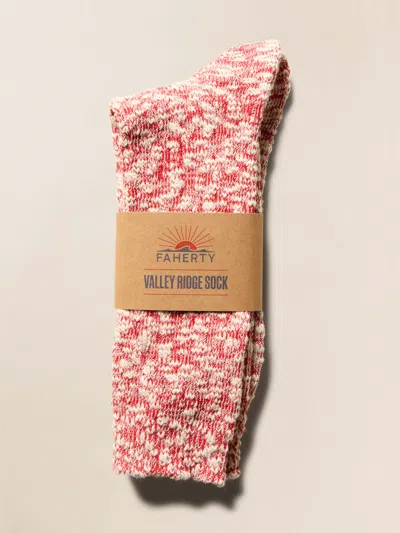 Faherty Valley Ridge Slub Sock In Red